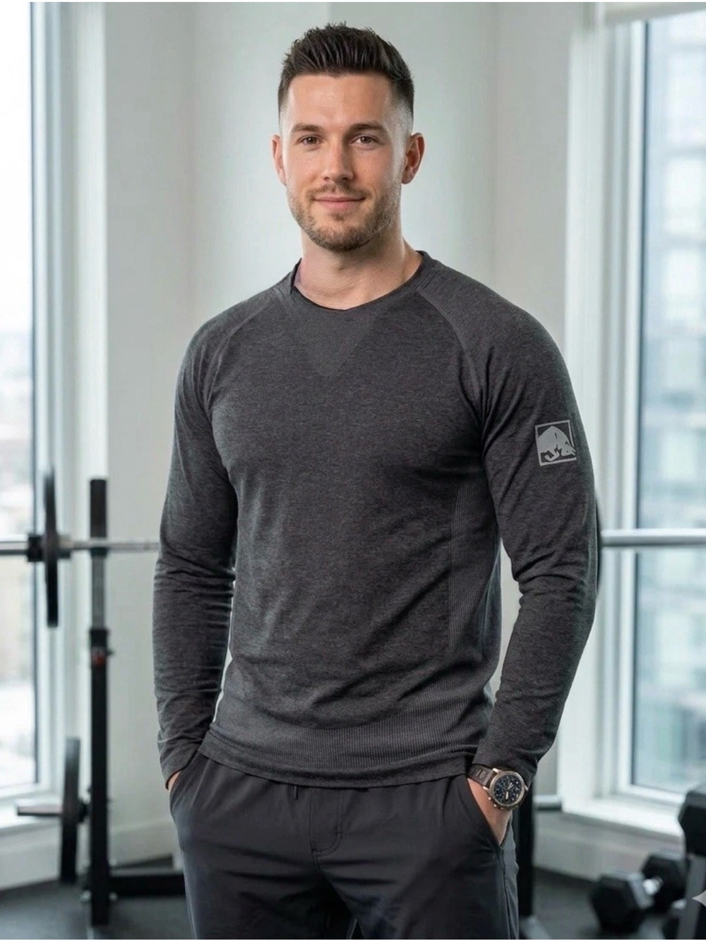 Red Bull Athlete Performance Long Sleeve Training Shirt Gray Mens Large